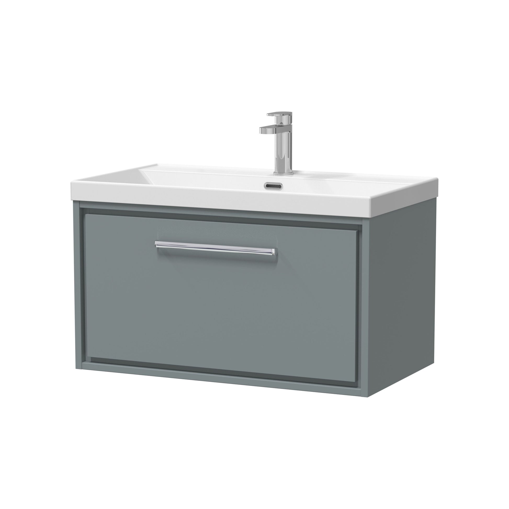 [BFLL2325E] Longnor Modern Bathroom 1 Soft Close Drawer Wall Hung Vanity Unit & Rectangular Basin, Choice of Size and Colour - Cutout