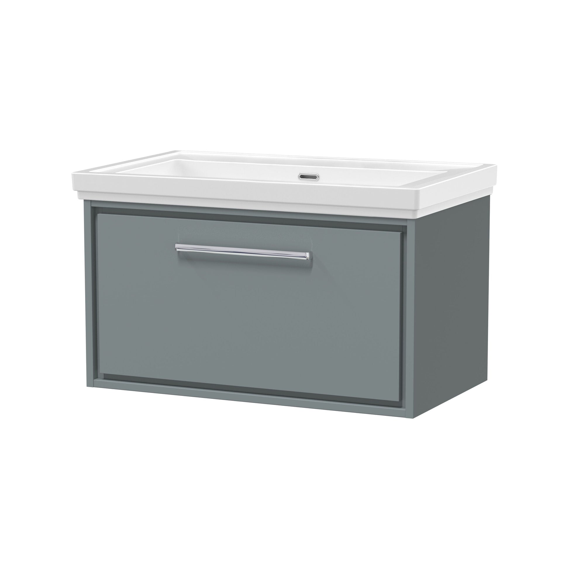 [BFLL2325H] Longnor Single Drawer Wall Hung Vanity Basin Unit with 0 Tap Hole Traditional Fireclay Basin, Choice of Size and Colour - Cutout