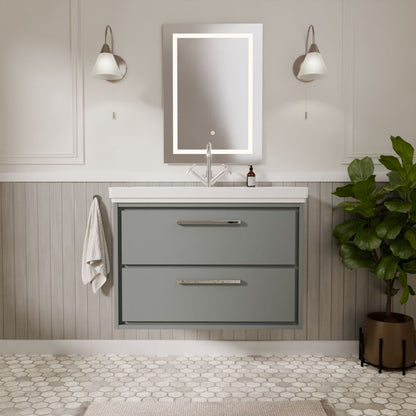 [BFLL2326A] Longnor 2 Drawer Wall Hung Vanity Basin Unit with 1 Tap Hole Traditional Fireclay Basin, Choice of Size and Colour - Lifestyle 1