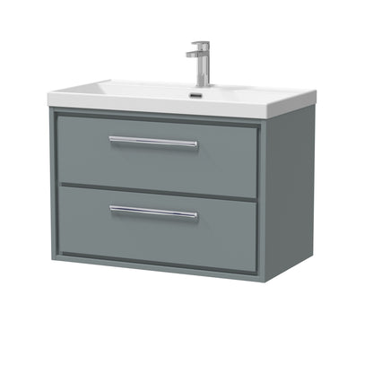 [BFLL2326E] Longnor Modern Wall Hung Vanity 2 Drawer Vanity Basin Unit with Rectangular Basin, Choice of Size and Colour - Cutout