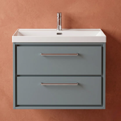 [BFLL2326E] Longnor Modern Wall Hung Vanity 2 Drawer Vanity Basin Unit with Rectangular Basin, Choice of Size and Colour - Silo