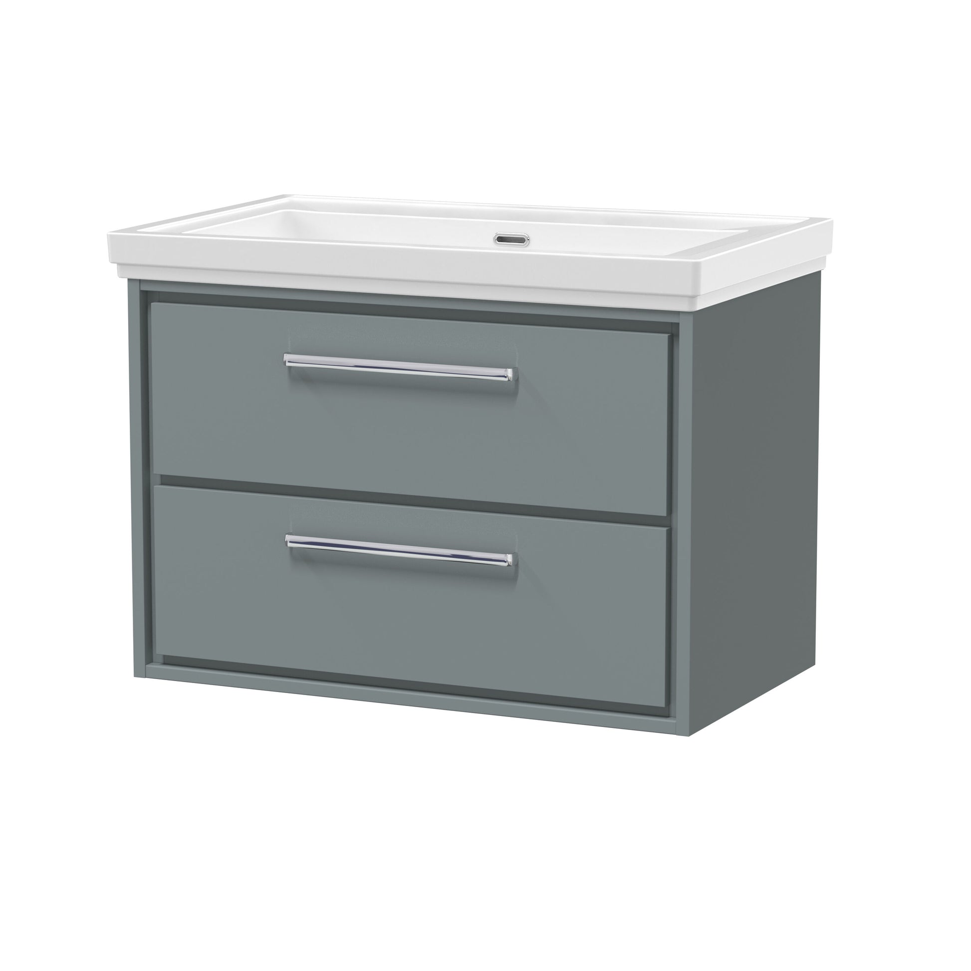 [BFLL2326H] Longnor 2 Drawer Wall Hung Vanity Basin Unit with 0 Tap Hole Traditional Fireclay Basin, Choice of Size and Colour - Cutout