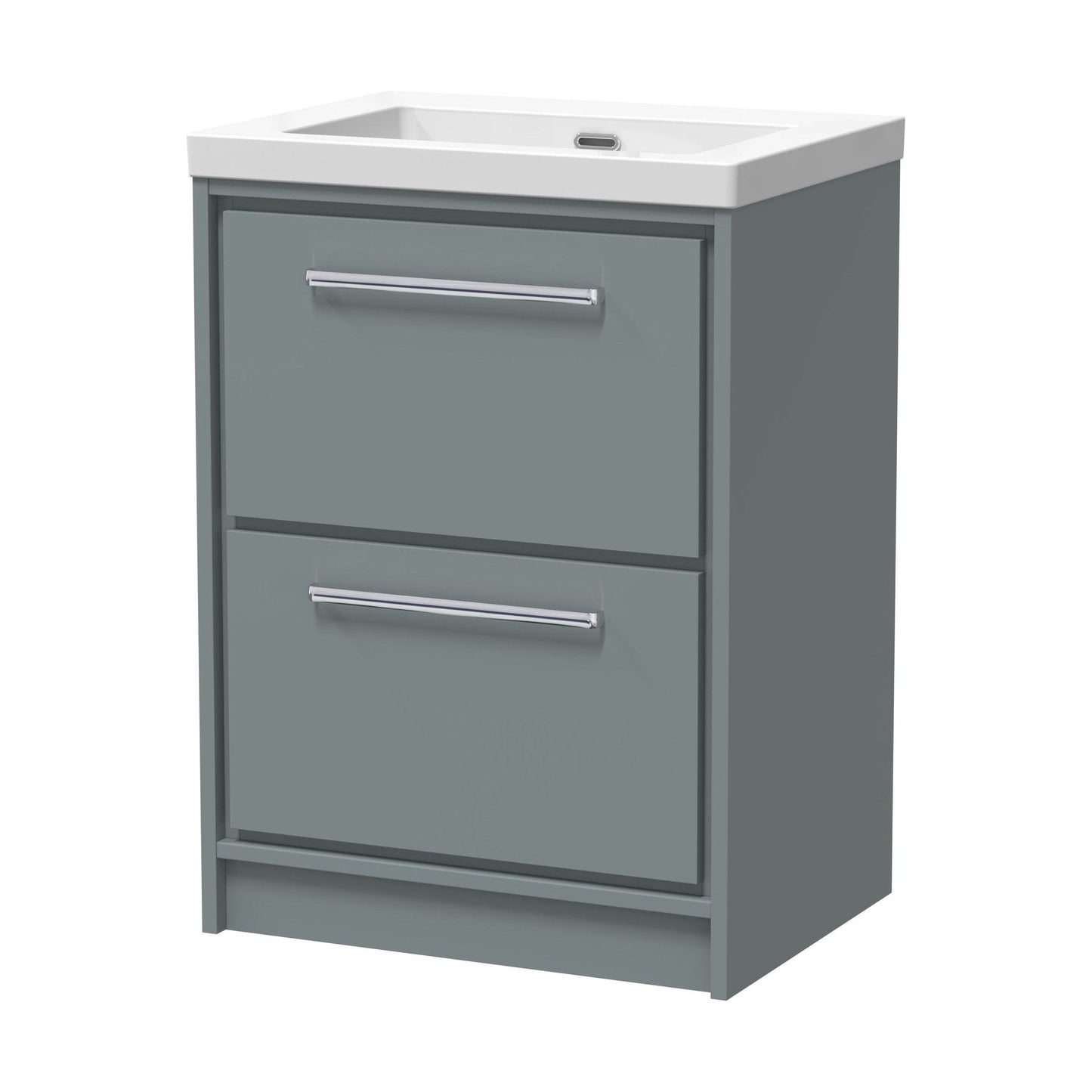 [BFLL2333K] Balterley Modern Bathroom 2 Soft-Close Drawer Floor Standing Vanity Unit Fireclay Basin, Coastal Grey, 600mm - Cutout