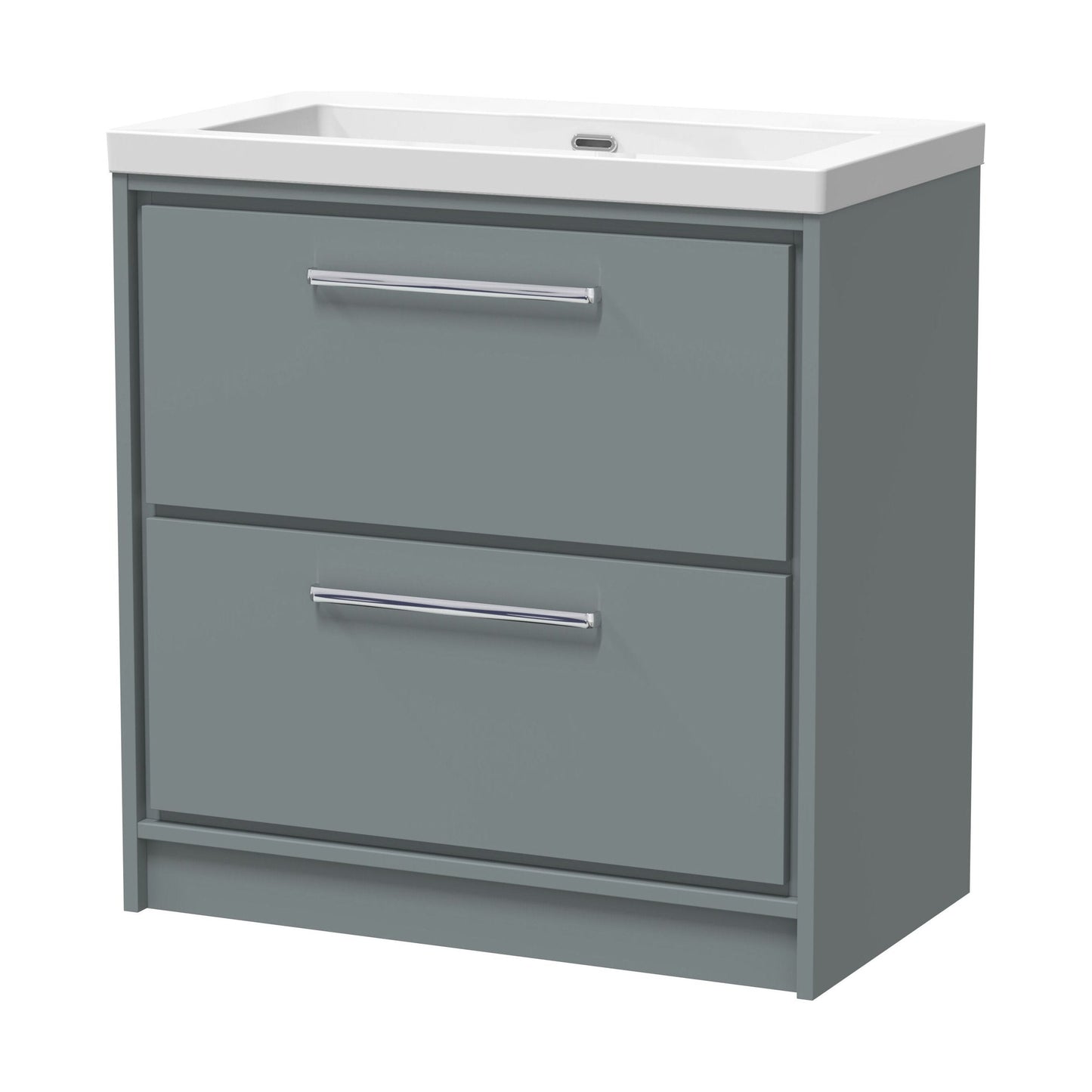 [BFLL2335K] Balterley Modern Bathroom 2 Soft-Close Drawer Floor Standing Vanity Unit Fireclay Basin, Coastal Grey, 800mm - Cutout