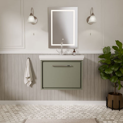 [BFLL3122A] Longnor Single Drawer Wall Hung Vanity Basin Unit with 1 Tap Hole Traditional Fireclay Basin, Choice of Colour and Size - Lifestyle 1