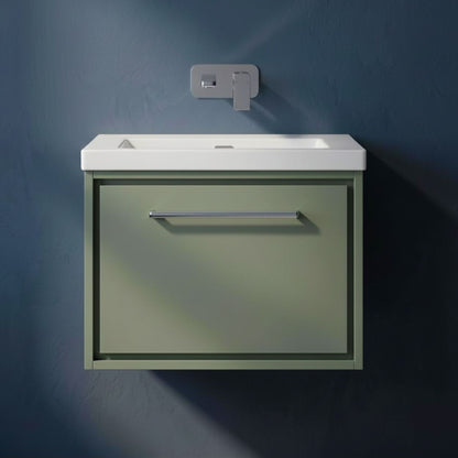 [BFLL3122K] Longnor Wall Hung Single Drawer Vanity Basin Unit with Modern Fireclay Basin, Choice of Size, Colour and Basin - Silo