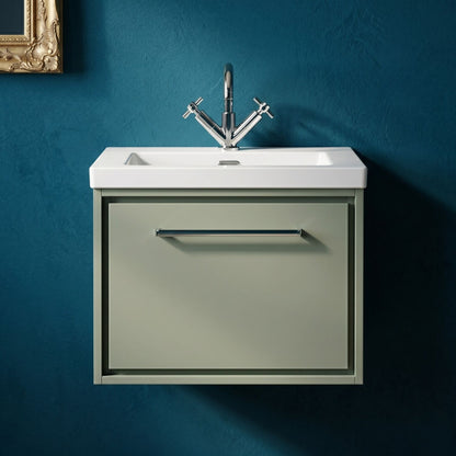 [BFLL3122L] Longnor Wall Hung Single Drawer Vanity Basin Unit with Modern Fireclay Basin, Choice of Size, Colour and Basin - Silo