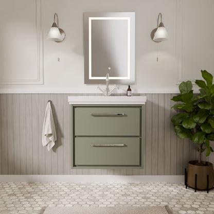 [BFLL3124A] Longnor 2 Drawer Wall Hung Vanity Basin Unit with 1 Tap Hole Traditional Fireclay Basin, Choice of Size and Colour - Lifestyle 1