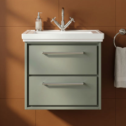 [BFLL3124A] Longnor 2 Drawer Wall Hung Vanity Basin Unit with 1 Tap Hole Traditional Fireclay Basin, Choice of Size and Colour - Silo