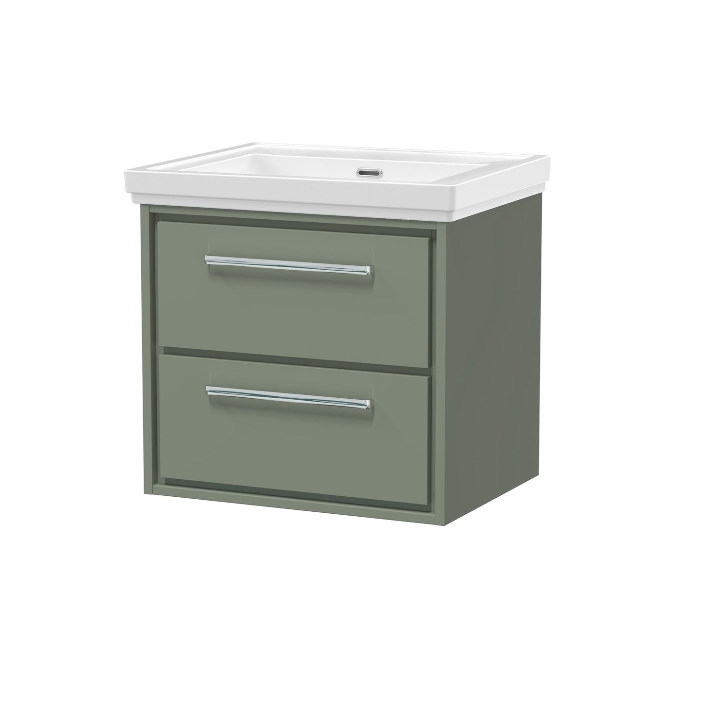 [BFLL3124H] Longnor 2 Drawer Wall Hung Vanity Basin Unit with 0 Tap Hole Traditional Fireclay Basin, Choice of Size and Colour - Cutout