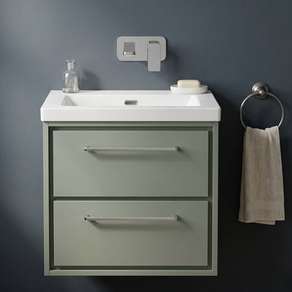 [BFLL3124K] Longnor Modern 2 Drawer Wall Hung Vanity Basin Unit with Modern Fireclay Sink, Choice of Size and Colour - Silo