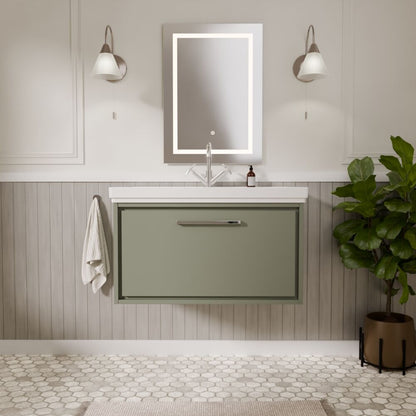 [BFLL3125A] Longnor Single Drawer Wall Hung Vanity Basin Unit with 1 Tap Hole Traditional Fireclay Basin, Choice of Colour and Size - Lifestyle 1
