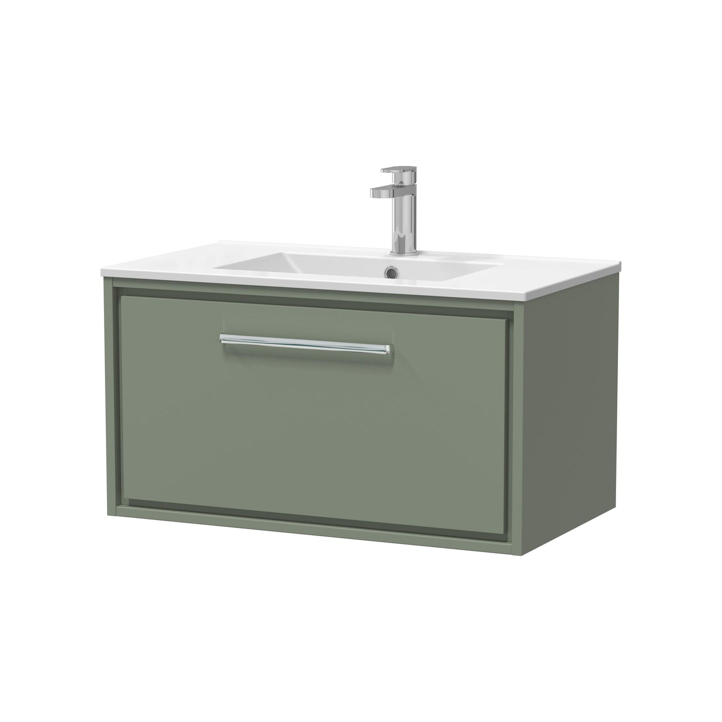 [BFLL3125C] Longnor Modern Bathroom Wall Hung Single Drawer Vanity Unit & Basin, Choice of Size and Colour - Cutout