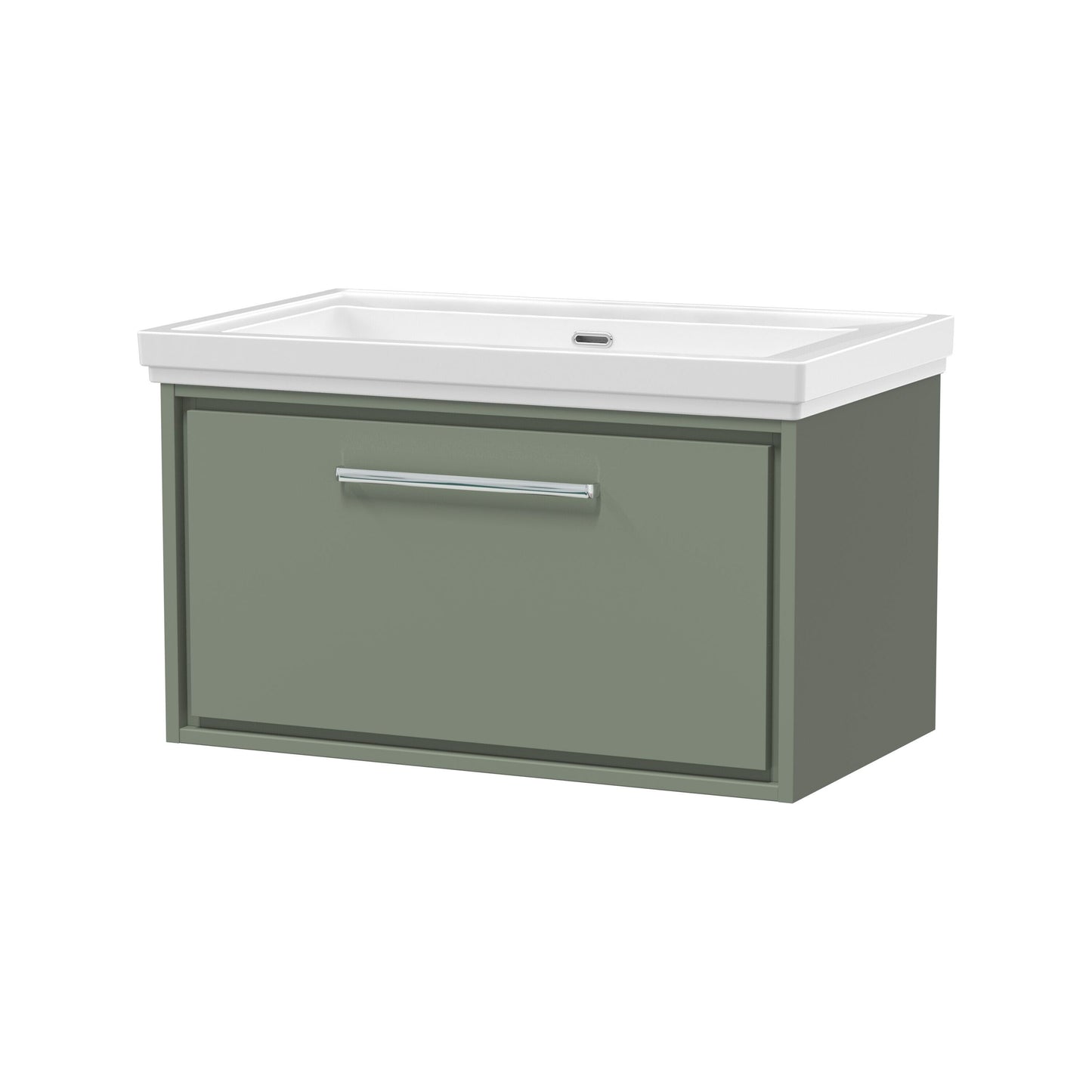 [BFLL3125H] Longnor Single Drawer Wall Hung Vanity Basin Unit with 0 Tap Hole Traditional Fireclay Basin, Choice of Size and Colour - Cutout