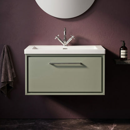 [BFLL3125L] Longnor Wall Hung Single Drawer Vanity Basin Unit with Modern Fireclay Basin, Choice of Size, Colour and Basin - Silo