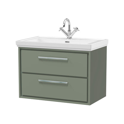 [BFLL3126A] Longnor 2 Drawer Wall Hung Vanity Basin Unit with 1 Tap Hole Traditional Fireclay Basin, Choice of Size and Colour - Cutout