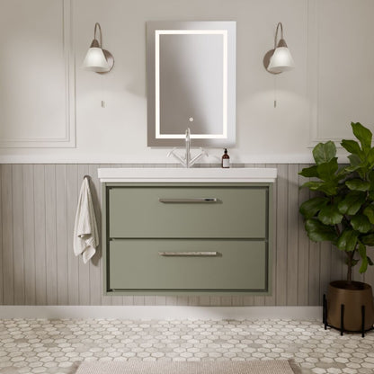 [BFLL3126A] Longnor 2 Drawer Wall Hung Vanity Basin Unit with 1 Tap Hole Traditional Fireclay Basin, Choice of Size and Colour - Lifestyle 1