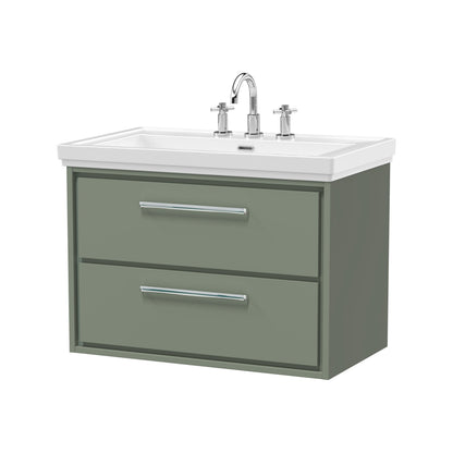 [BFLL3126B] Longnor 2 Drawer Wall Hung Vanity Basin Unit with 3 Tap Hole Traditional Fireclay Basin, Choice of Size and Colour - Cutout