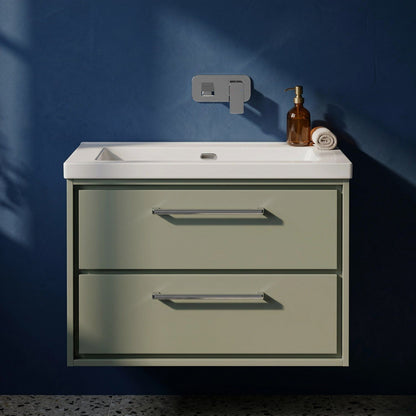 [BFLL3126K] Longnor Modern 2 Drawer Wall Hung Vanity Basin Unit with Modern Fireclay Sink, Choice of Size and Colour - Silo