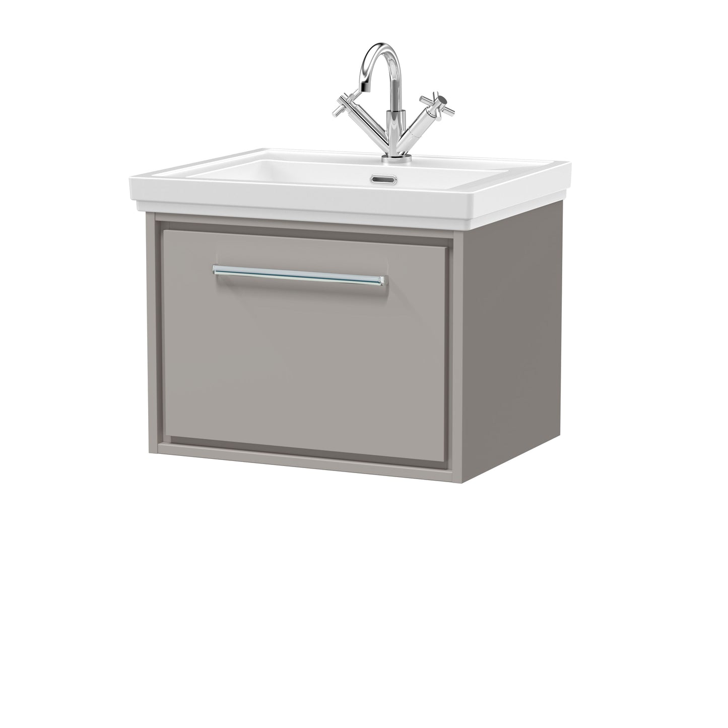 [BFLL3222A] Longnor Single Drawer Wall Hung Vanity Basin Unit with 1 Tap Hole Traditional Fireclay Basin, Choice of Colour and Size - Cutout