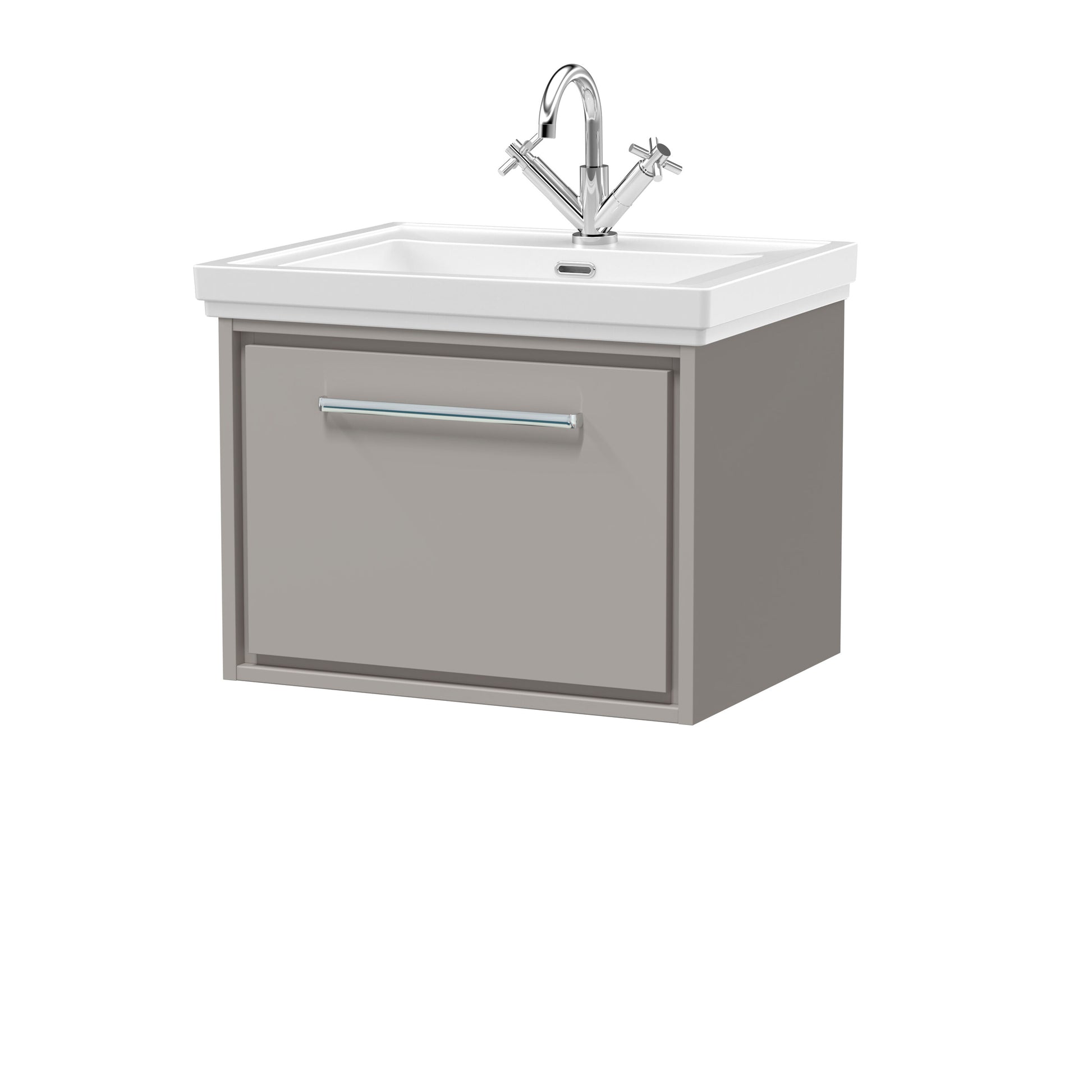 [BFLL3222A] Longnor Single Drawer Wall Hung Vanity Basin Unit with 1 Tap Hole Traditional Fireclay Basin, Choice of Colour and Size - Cutout
