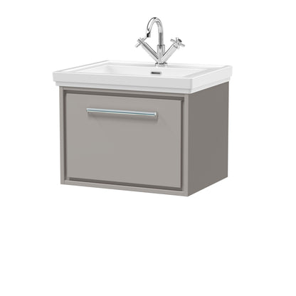 [BFLL3222A] Longnor Single Drawer Wall Hung Vanity Basin Unit with 1 Tap Hole Traditional Fireclay Basin, Choice of Colour and Size - Cutout