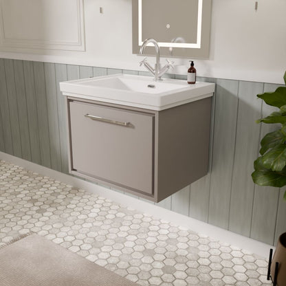 [BFLL3222A] Longnor Single Drawer Wall Hung Vanity Basin Unit with 1 Tap Hole Traditional Fireclay Basin, Choice of Colour and Size - Lifestyle 3