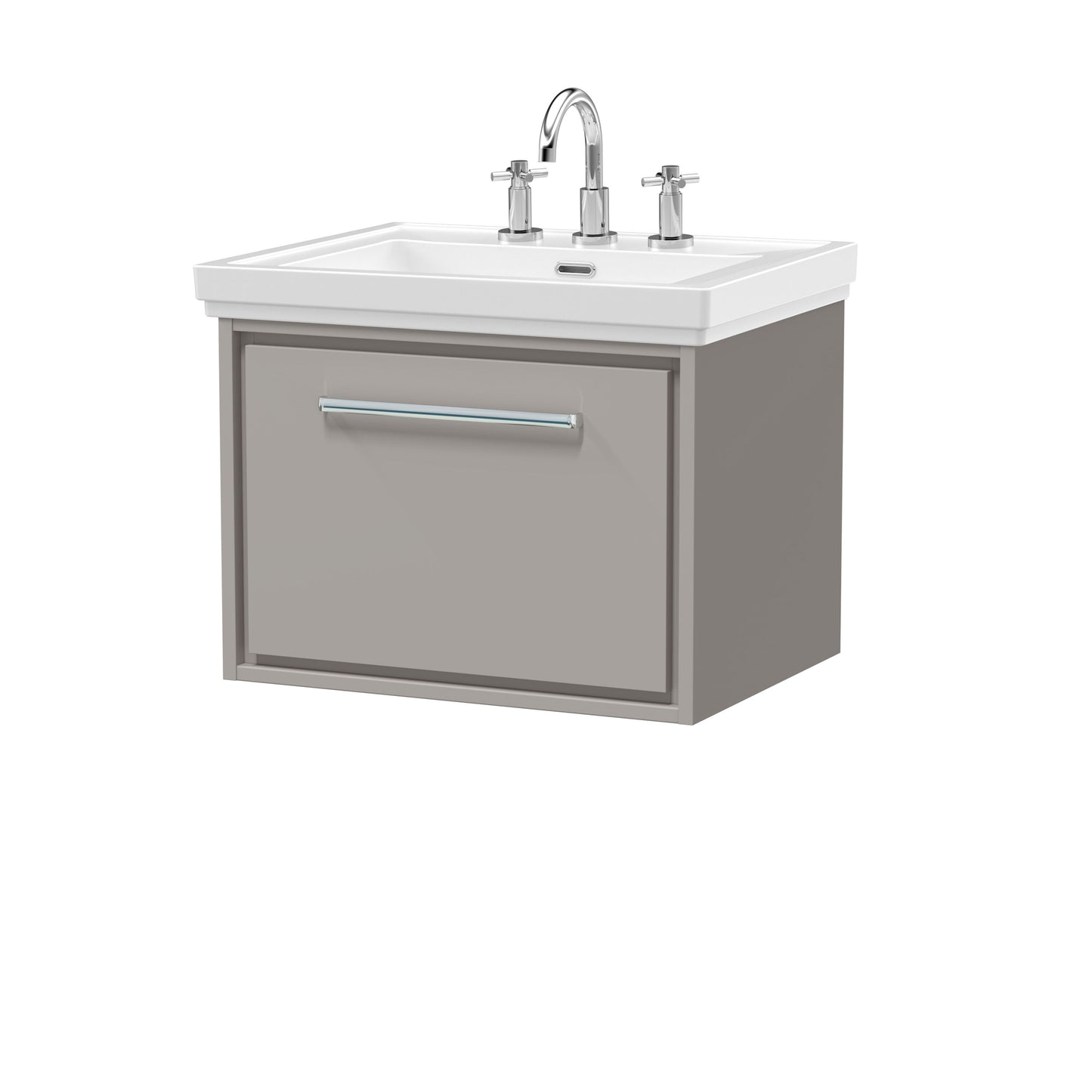 [BFLL3222B] Longnor Single Drawer Wall Hung Vanity Basin Unit with 3 Tap Hole Traditional Fireclay Basin, Choice of Size and Colour - Cutout