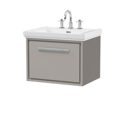 [BFLL3222B] Longnor Single Drawer Wall Hung Vanity Basin Unit with 3 Tap Hole Traditional Fireclay Basin, Choice of Size and Colour - Cutout