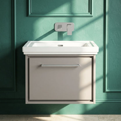 [BFLL3222H] Longnor Single Drawer Wall Hung Vanity Basin Unit with 0 Tap Hole Traditional Fireclay Basin, Choice of Size and Colour - Silo