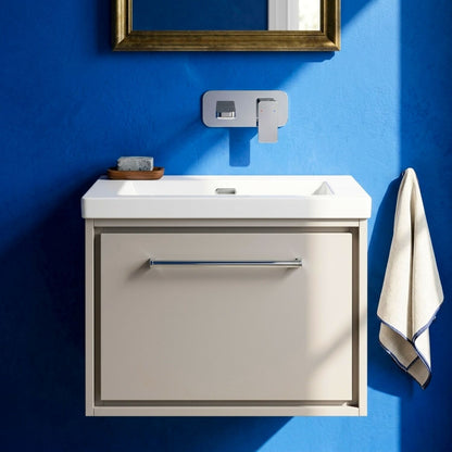 [BFLL3222K] Longnor Wall Hung Single Drawer Vanity Basin Unit with Modern Fireclay Basin, Choice of Size, Colour and Basin - Silo