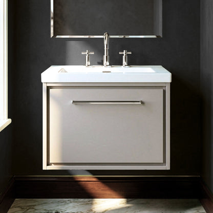 [BFLL3222M] Longnor Wall Hung Single Drawer Vanity Basin Unit with Modern Fireclay Basin, Choice of Size, Colour and Basin - Silo