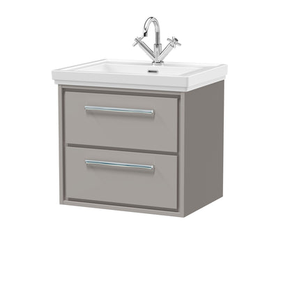 [BFLL3224A] Longnor 2 Drawer Wall Hung Vanity Basin Unit with 1 Tap Hole Traditional Fireclay Basin, Choice of Size and Colour - Cutout