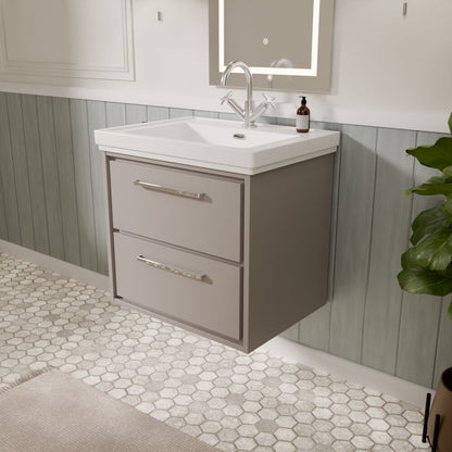 [BFLL3224A] Longnor 2 Drawer Wall Hung Vanity Basin Unit with 1 Tap Hole Traditional Fireclay Basin, Choice of Size and Colour - Lifestyle 3