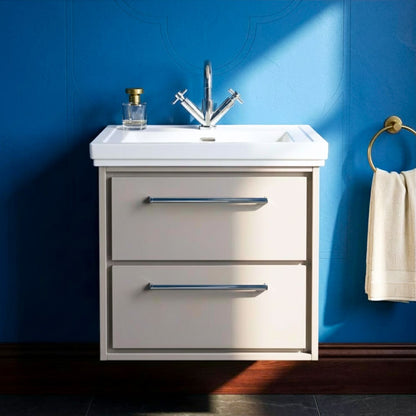 [BFLL3224A] Longnor 2 Drawer Wall Hung Vanity Basin Unit with 1 Tap Hole Traditional Fireclay Basin, Choice of Size and Colour - Silo