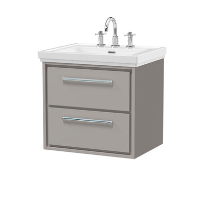 [BFLL3224B] Longnor 2 Drawer Wall Hung Vanity Basin Unit with 3 Tap Hole Traditional Fireclay Basin, Choice of Size and Colour - Cutout