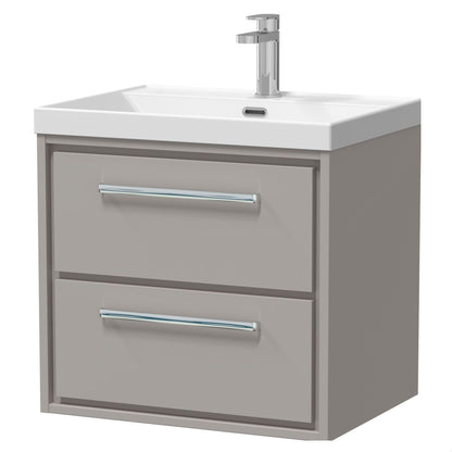 [BFLL3224E] Longnor Modern Wall Hung Vanity 2 Drawer Vanity Basin Unit with Rectangular Basin, Choice of Size and Colour - Cutout