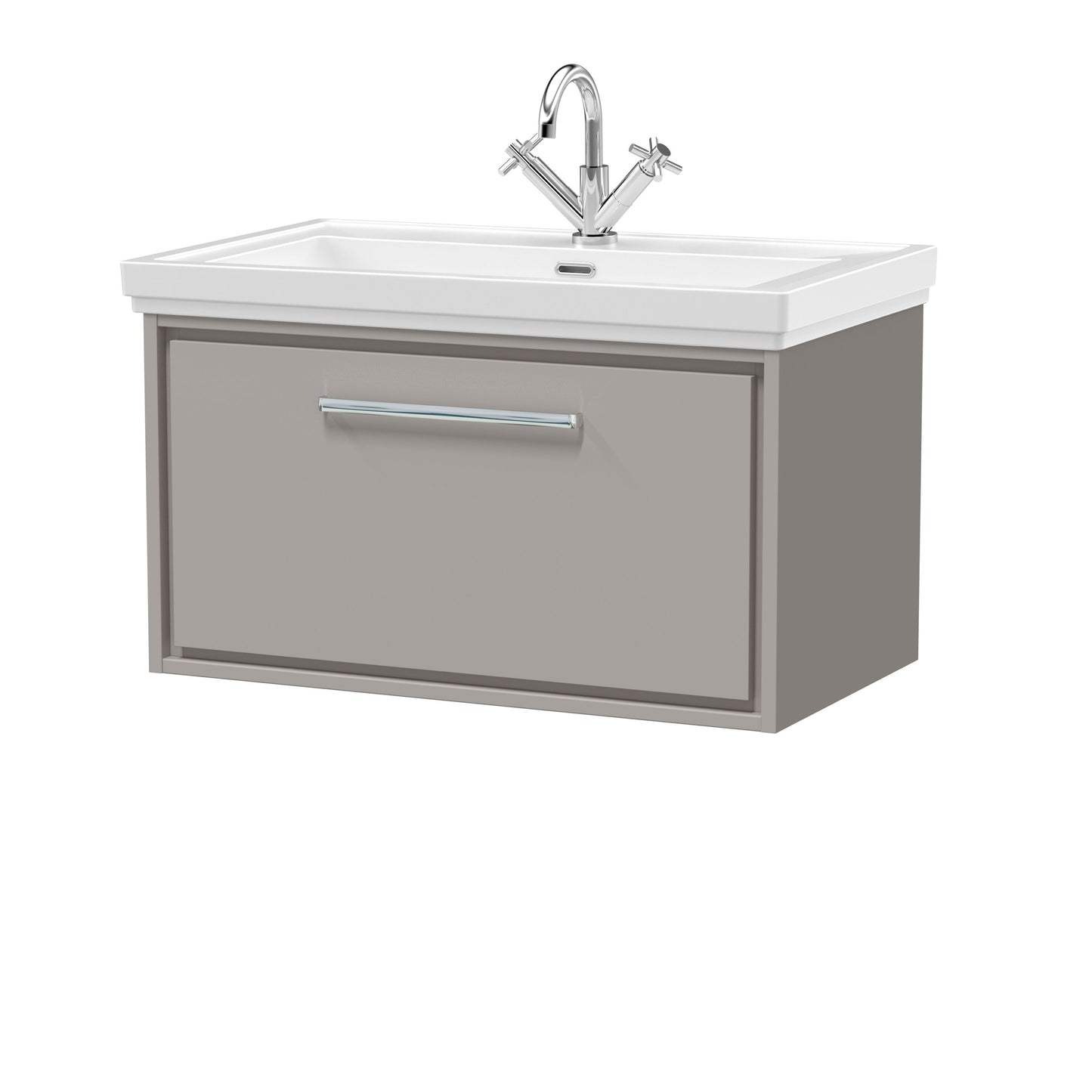 [BFLL3225A] Longnor Single Drawer Wall Hung Vanity Basin Unit with 1 Tap Hole Traditional Fireclay Basin, Choice of Colour and Size - Cutout