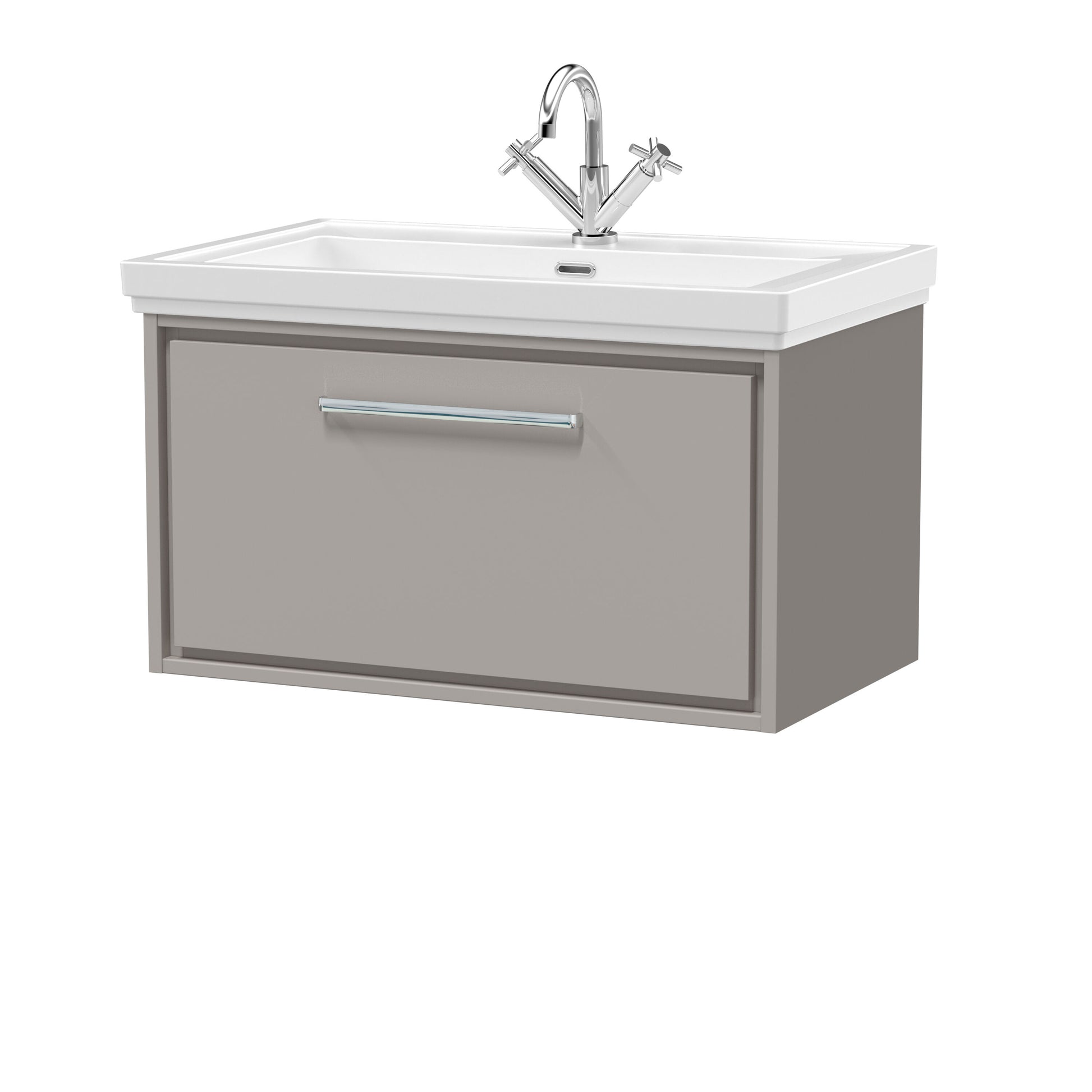 [BFLL3225A] Longnor Single Drawer Wall Hung Vanity Basin Unit with 1 Tap Hole Traditional Fireclay Basin, Choice of Colour and Size - Cutout