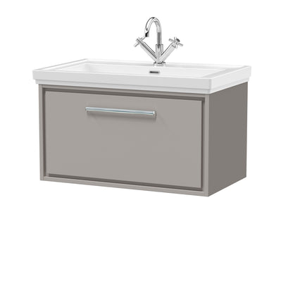 [BFLL3225A] Longnor Single Drawer Wall Hung Vanity Basin Unit with 1 Tap Hole Traditional Fireclay Basin, Choice of Colour and Size - Cutout