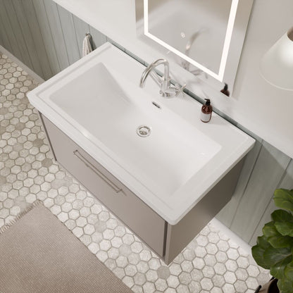 [BFLL3225A] Longnor Single Drawer Wall Hung Vanity Basin Unit with 1 Tap Hole Traditional Fireclay Basin, Choice of Colour and Size - Lifestyle 2