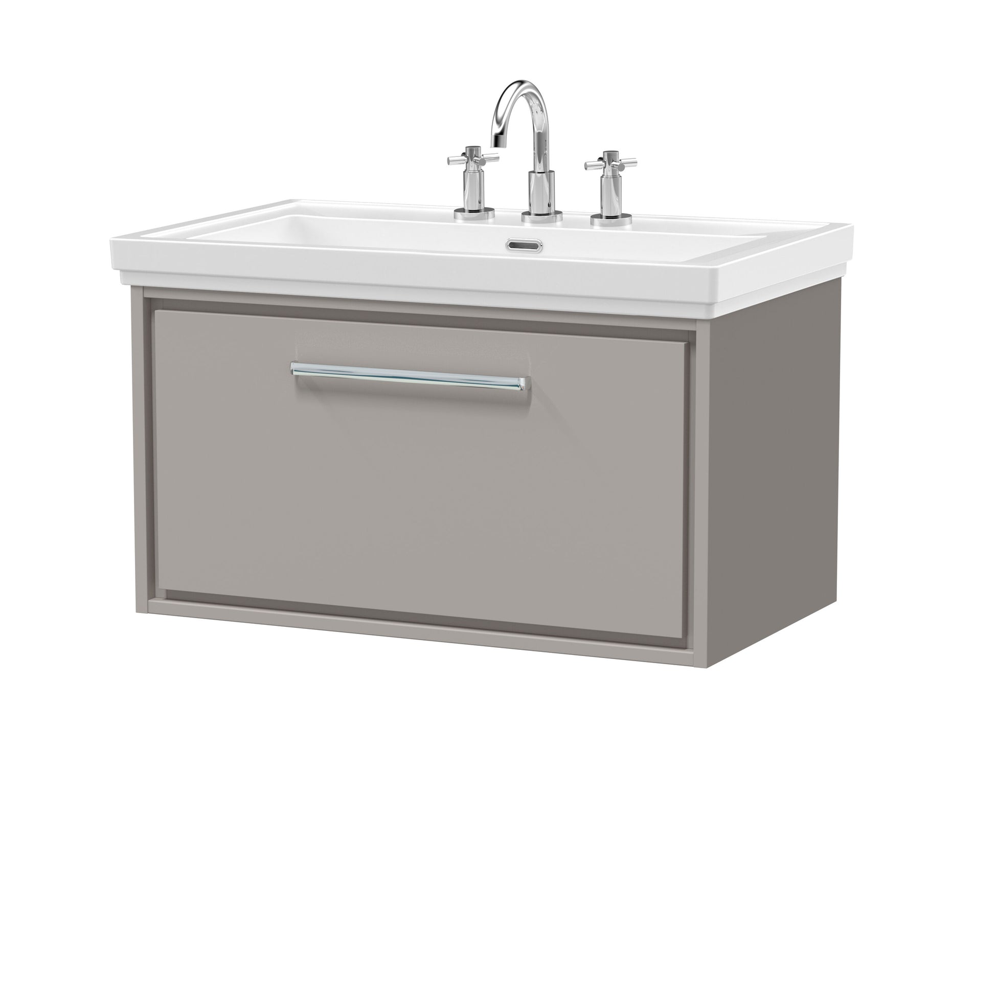 [BFLL3225B] Longnor Single Drawer Wall Hung Vanity Basin Unit with 3 Tap Hole Traditional Fireclay Basin, Choice of Size and Colour - Cutout