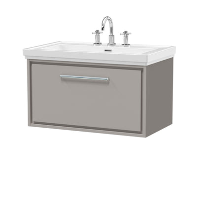 [BFLL3225B] Longnor Single Drawer Wall Hung Vanity Basin Unit with 3 Tap Hole Traditional Fireclay Basin, Choice of Size and Colour - Cutout