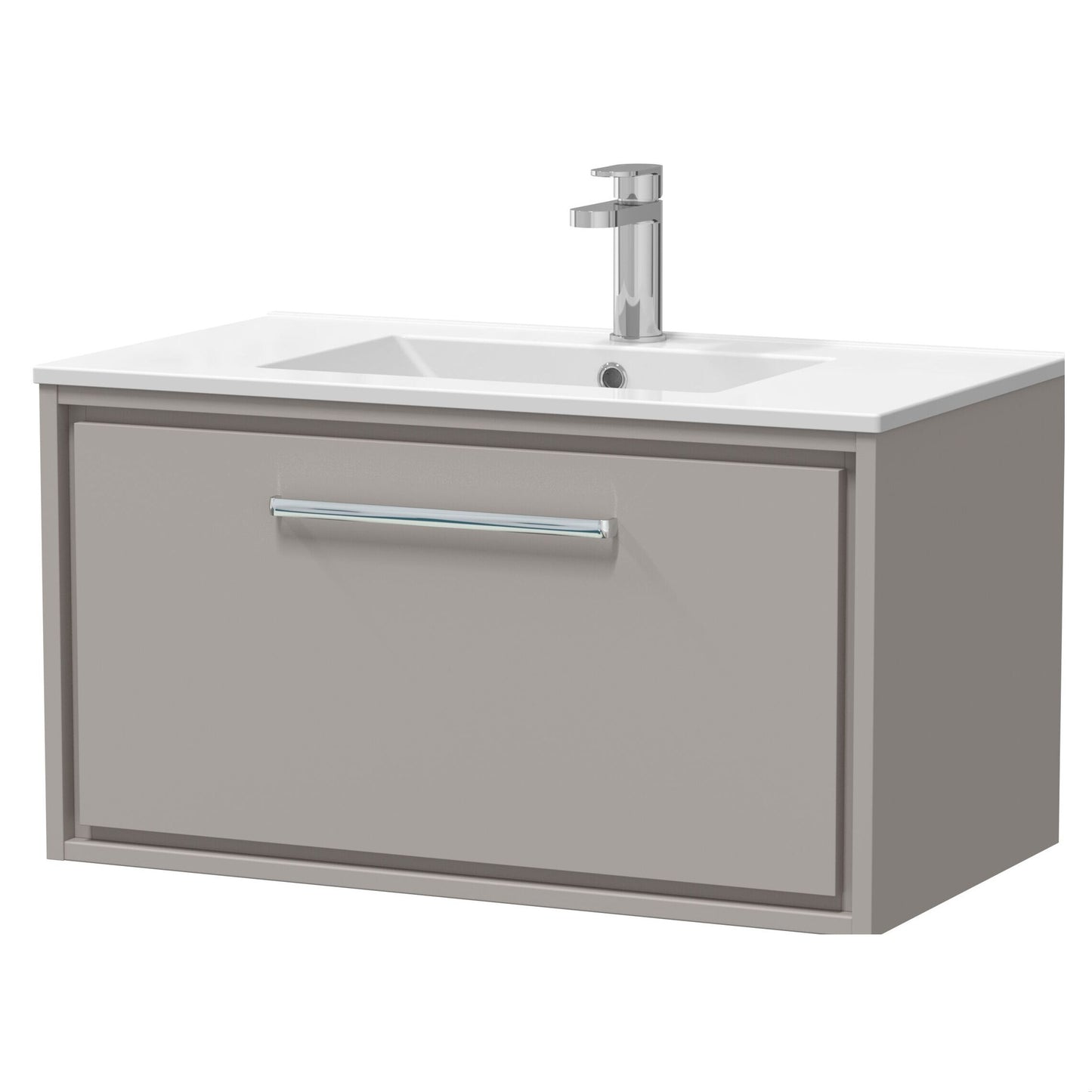 [BFLL3225C] Longnor Modern Bathroom Wall Hung Single Drawer Vanity Unit & Basin, Choice of Size and Colour - Cutout