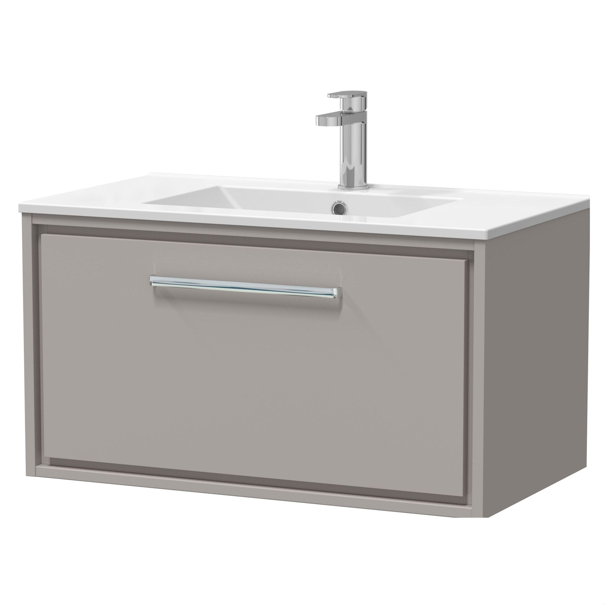 [BFLL3225C] Longnor Modern Bathroom Wall Hung Single Drawer Vanity Unit & Basin, Choice of Size and Colour - Cutout