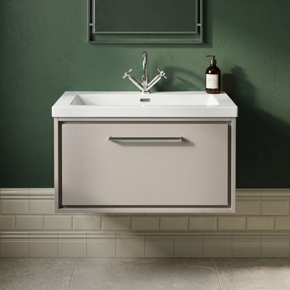 [BFLL3225L] Longnor Wall Hung Single Drawer Vanity Basin Unit with Modern Fireclay Basin, Choice of Size, Colour and Basin - Silo