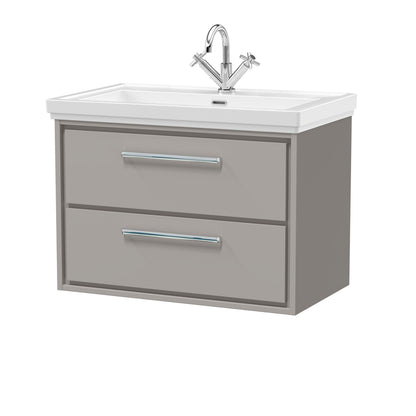 [BFLL3226A] Longnor 2 Drawer Wall Hung Vanity Basin Unit with 1 Tap Hole Traditional Fireclay Basin, Choice of Size and Colour - Cutout