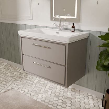 [BFLL3226A] Longnor 2 Drawer Wall Hung Vanity Basin Unit with 1 Tap Hole Traditional Fireclay Basin, Choice of Size and Colour - Lifestyle 3