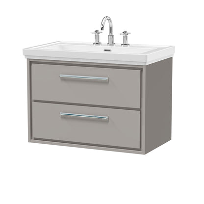 [BFLL3226B] Longnor 2 Drawer Wall Hung Vanity Basin Unit with 3 Tap Hole Traditional Fireclay Basin, Choice of Size and Colour - Cutout