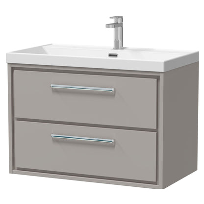 [BFLL3226E] Longnor Modern Wall Hung Vanity 2 Drawer Vanity Basin Unit with Rectangular Basin, Choice of Size and Colour - Cutout